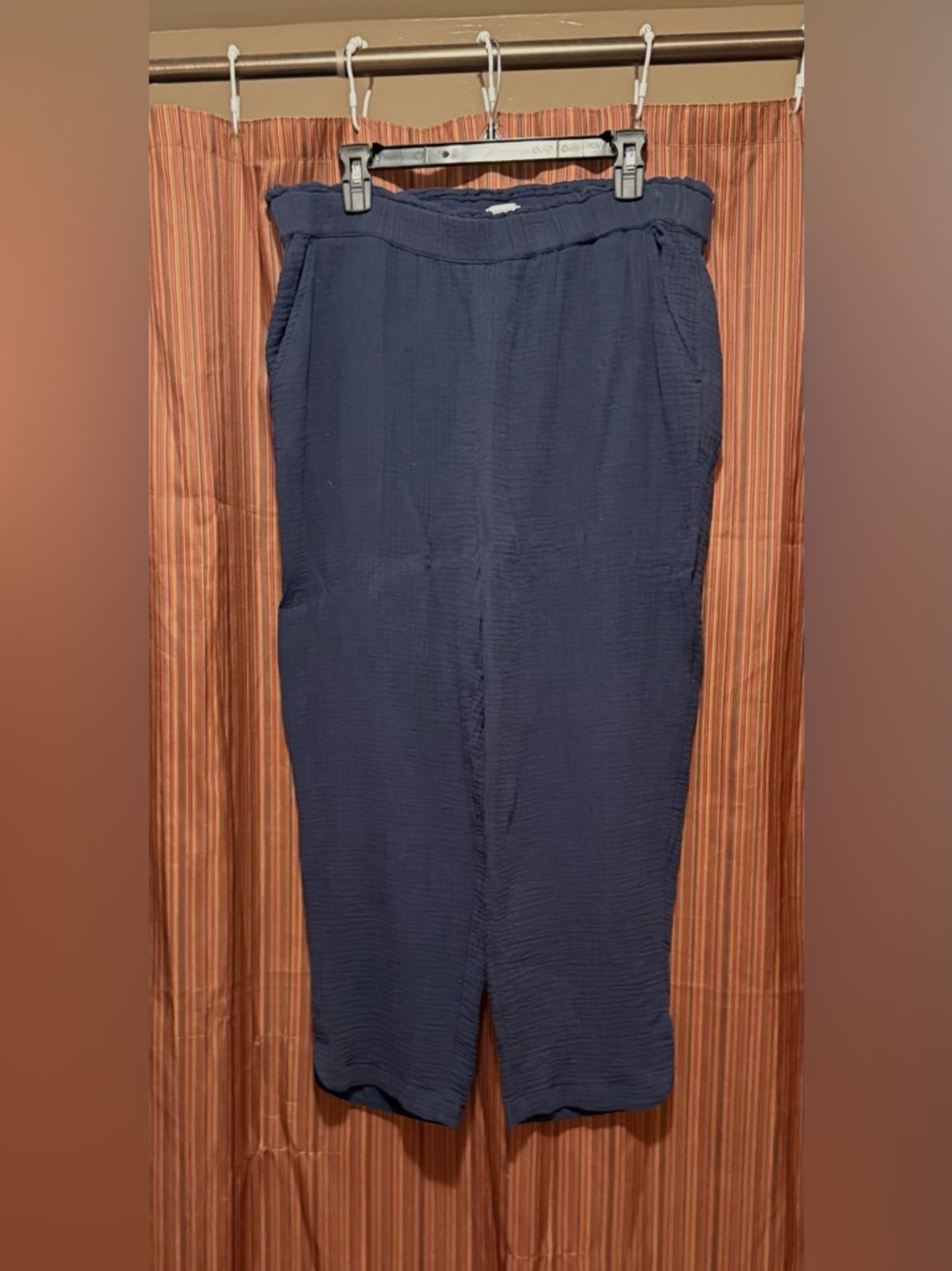 Market & Spruce Dria Extra High Cotton Gauze Pull-on Ankle Pant, XL- Indigo Blue